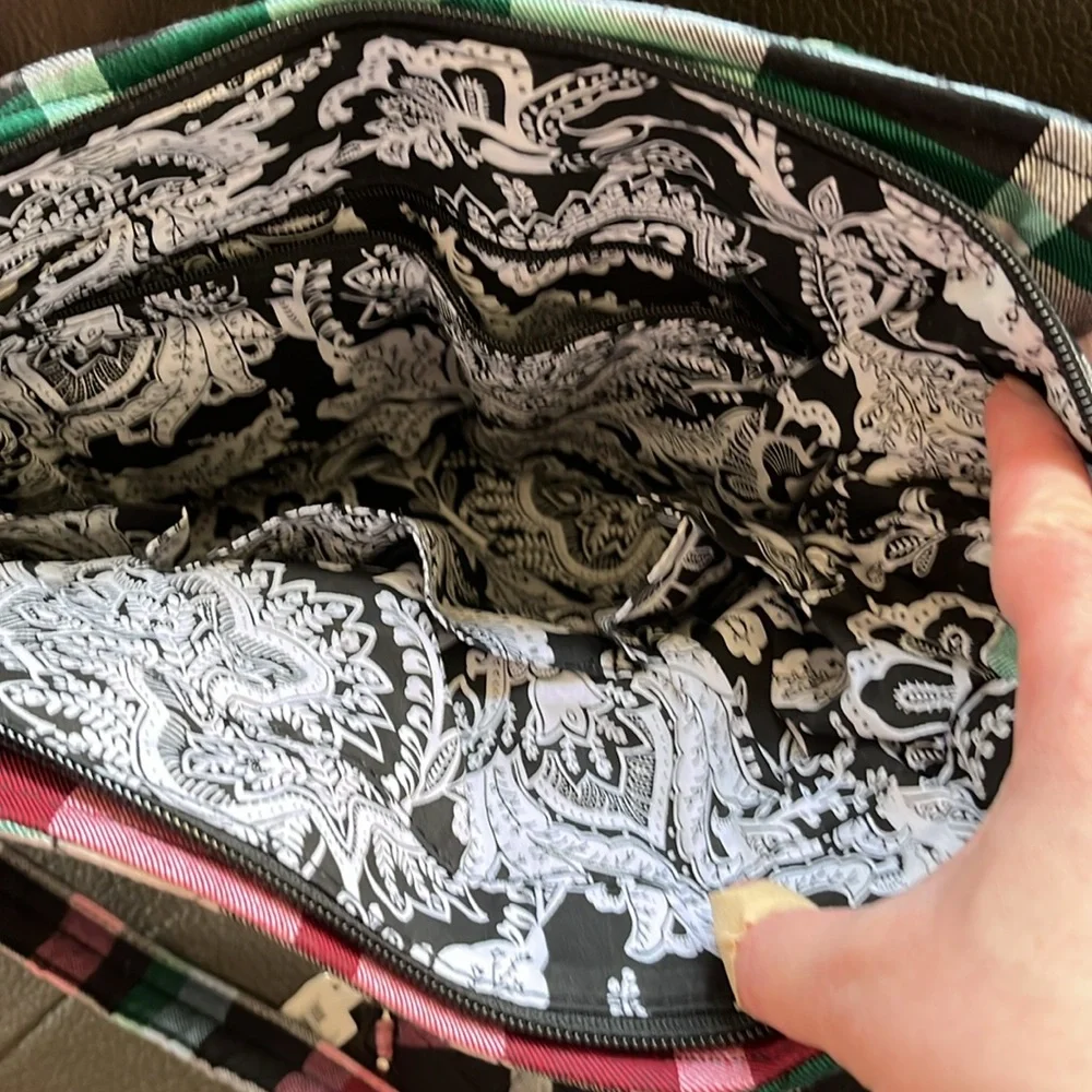 Vera Bradley ribbons plaid Glenna satchel and zip ID case